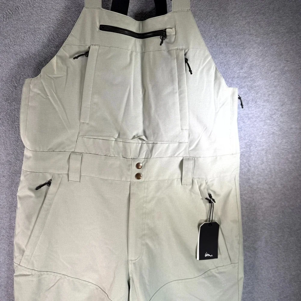 Imperial Motion Ski Bib‎ Men's Large Sage Waterproof Adjustable Zipped Pockets